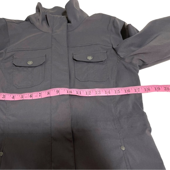 Prana Halle All Purpose Travel Jacket Grey Sz Small Zipper & Snap Pocket Cinche - Picture 12 of 12